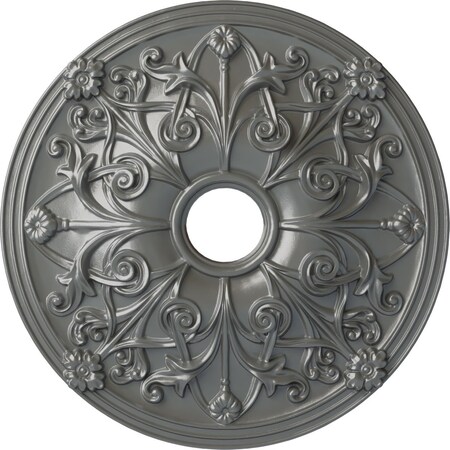 Ekena Millwork Jamie Ceiling Medallion (Fits Canopies up to 3 7/8"), 23 5/8"OD x 3 7/8"ID x 2 1/8"P, Silver CM23JASLS